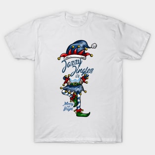 JAZZY JINGLES: Bells Blue Bright Christmas Elf Green Jingles Merry Red T-Shirt